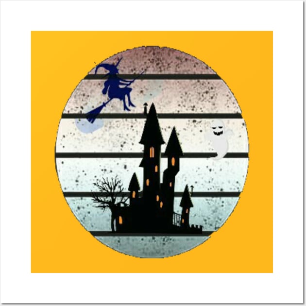 Halloween 2019 celebrations - witch and ghosts castle Wall Art by HollyTee